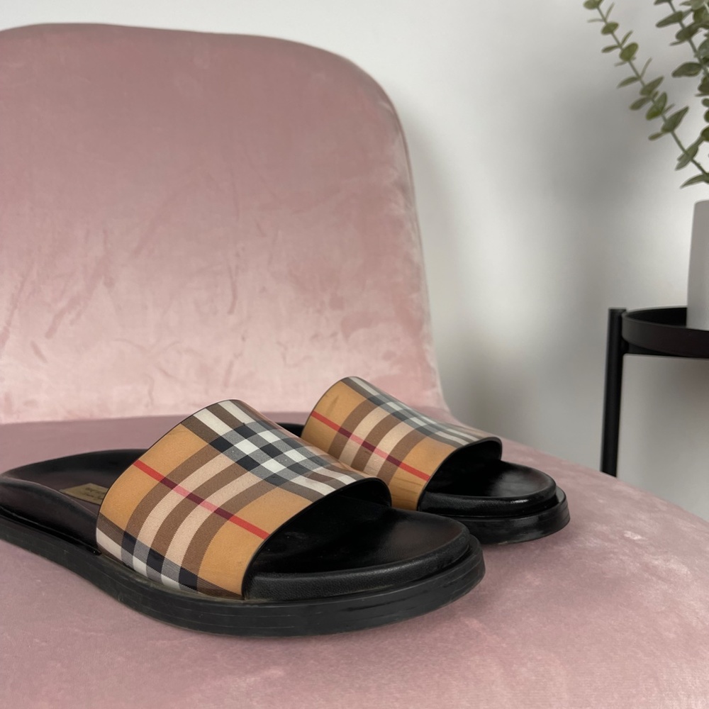 Authentic Burberry Check Slides - Picture 2 of 6